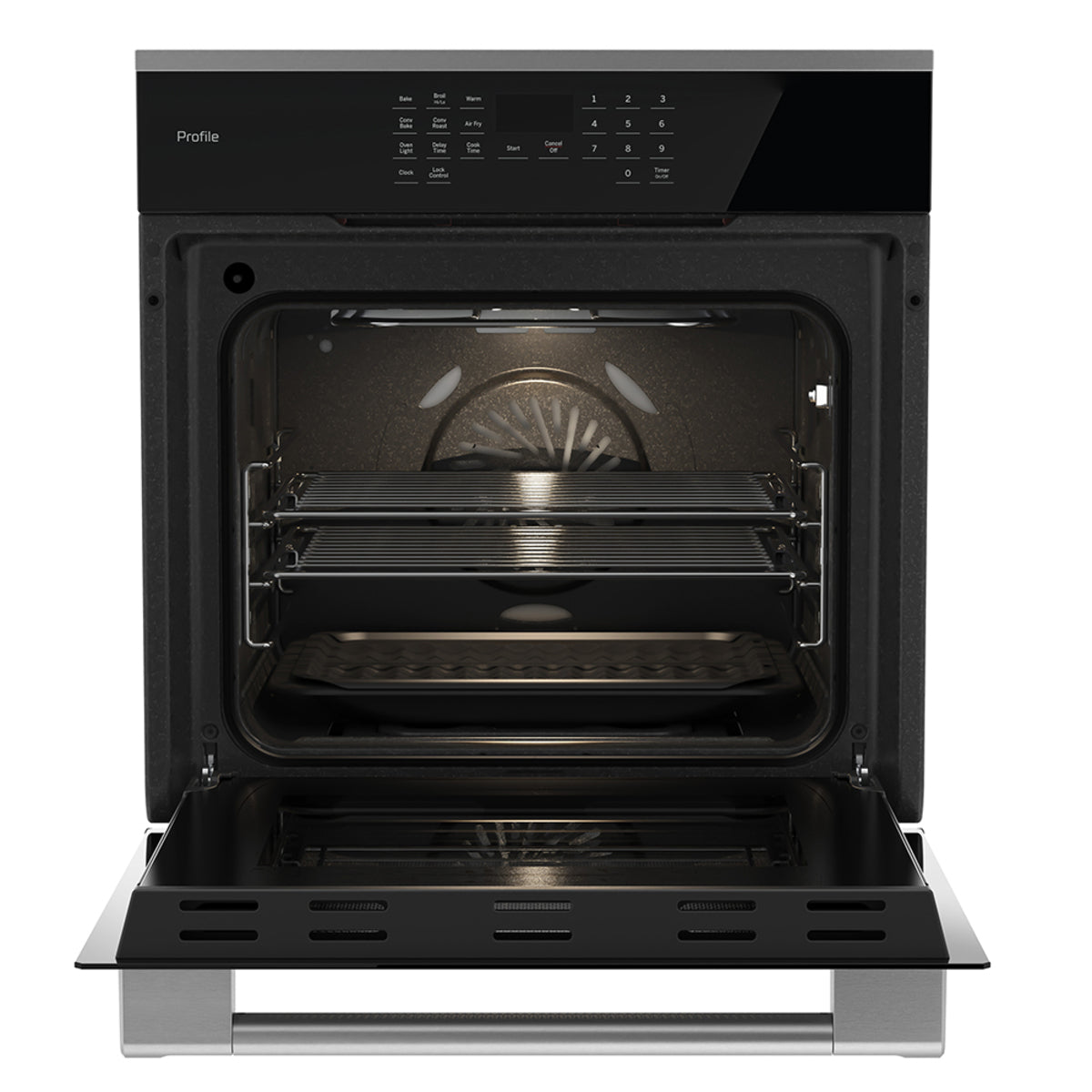 Horno Gas LP 60 cm Vidrio negro con acero inoxidable GE Profile