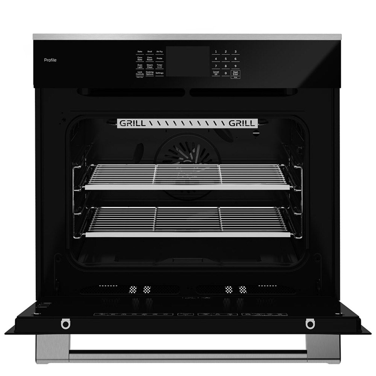 Horno Eléctrico 220 V 80 cm Vidrio negro con acero inoxidable GE PROFILE