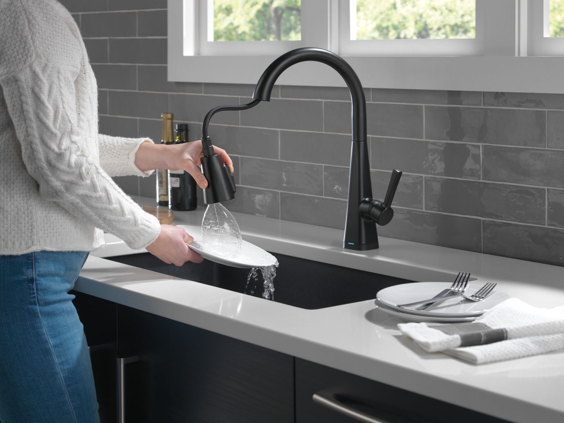 Monomando de Cocina Pull Down con Tecnología Touch2o® Leta Delta Delta Grifo