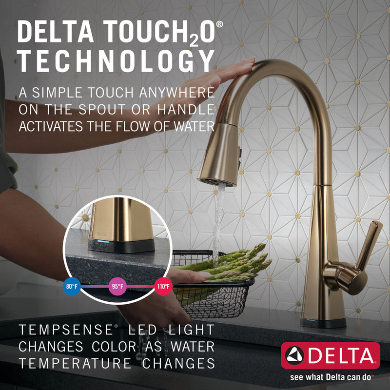 Monomando de Cocina Pull Down con Tecnología Touch2o® Leta Delta Delta Grifo