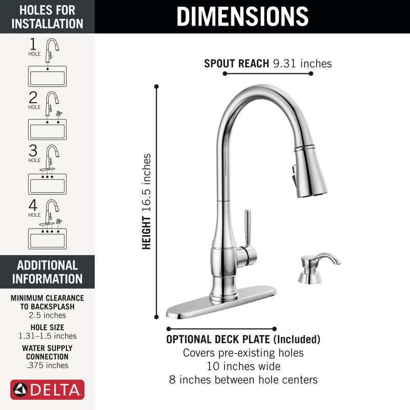 Monomando de cocina con dispensador de jabón y tecnología ShieldSpray - Delta Hazelwood Delta Grifo