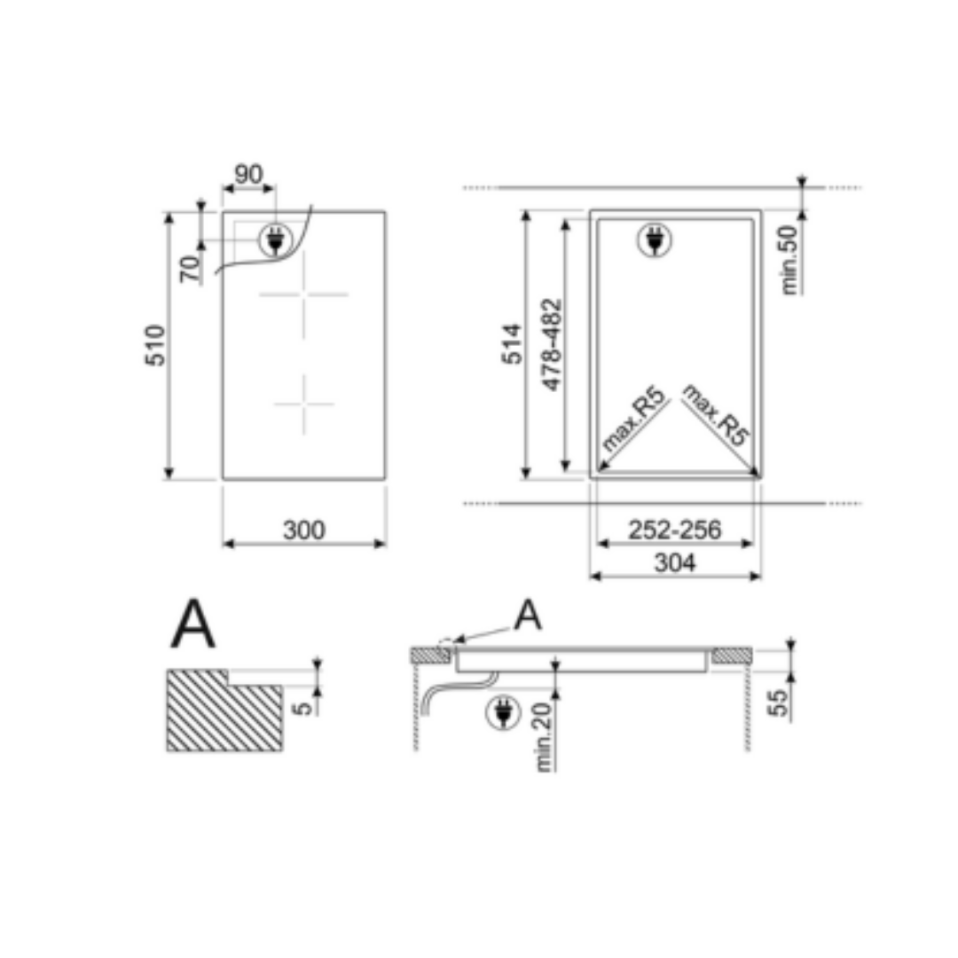 Parrilla de Inducción compacta 30cm 11.81" SMEG SI2321D