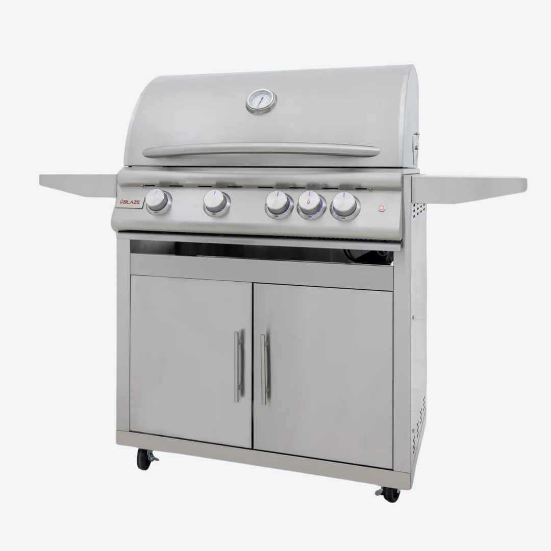 Asador de gas natural quemador infrarrojo trasero y campana de asistencia de elevación 82.55 cm 32.5″ BLAZE BLZ-4LTE3-LP/NG