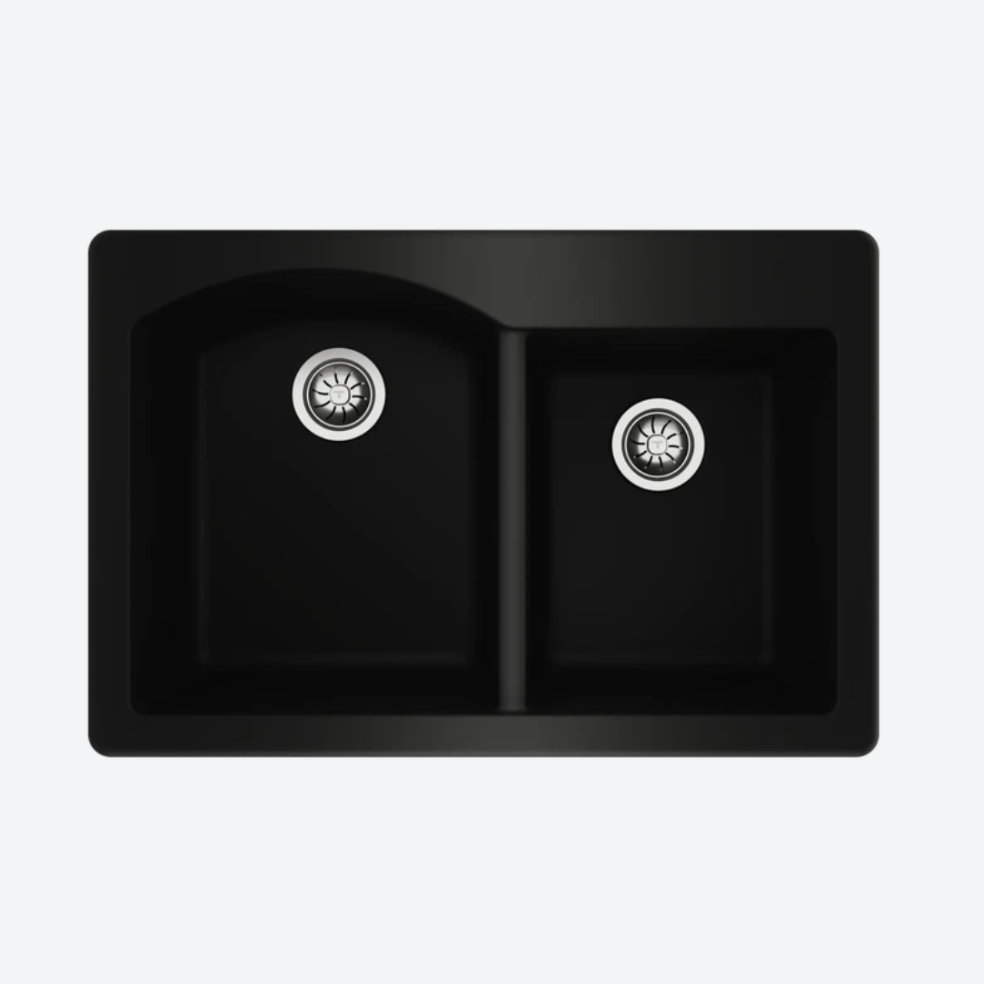 Fregadero de instalación 2 en 1 con 2 módulos negro 55.9  22.01" TEKA TOTAL VILA 33.22 OFFSET 2B 31⁄2 WO/OVF BLACK