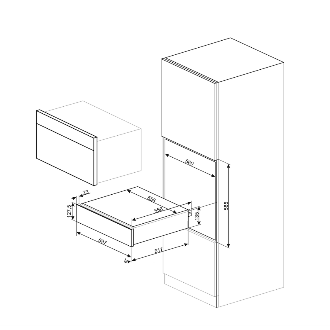 Cajón calientaplatos 59.7 cm 23.50" SMEG CPR115B3