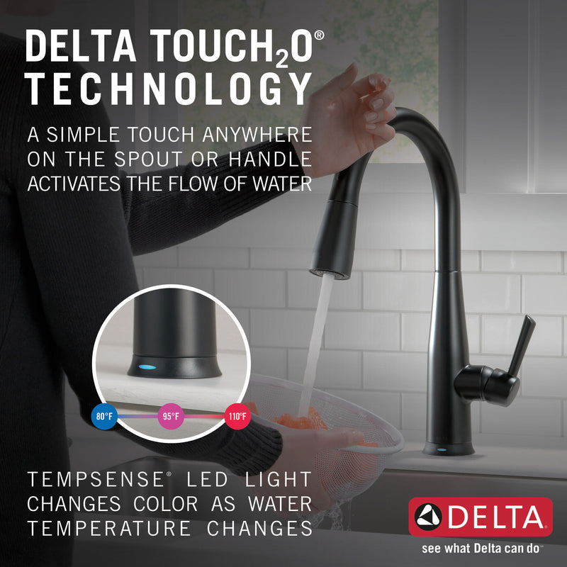 Monomando de Cocina Extensible con Tecnología Touch2o® Essa Delta Delta Grifo