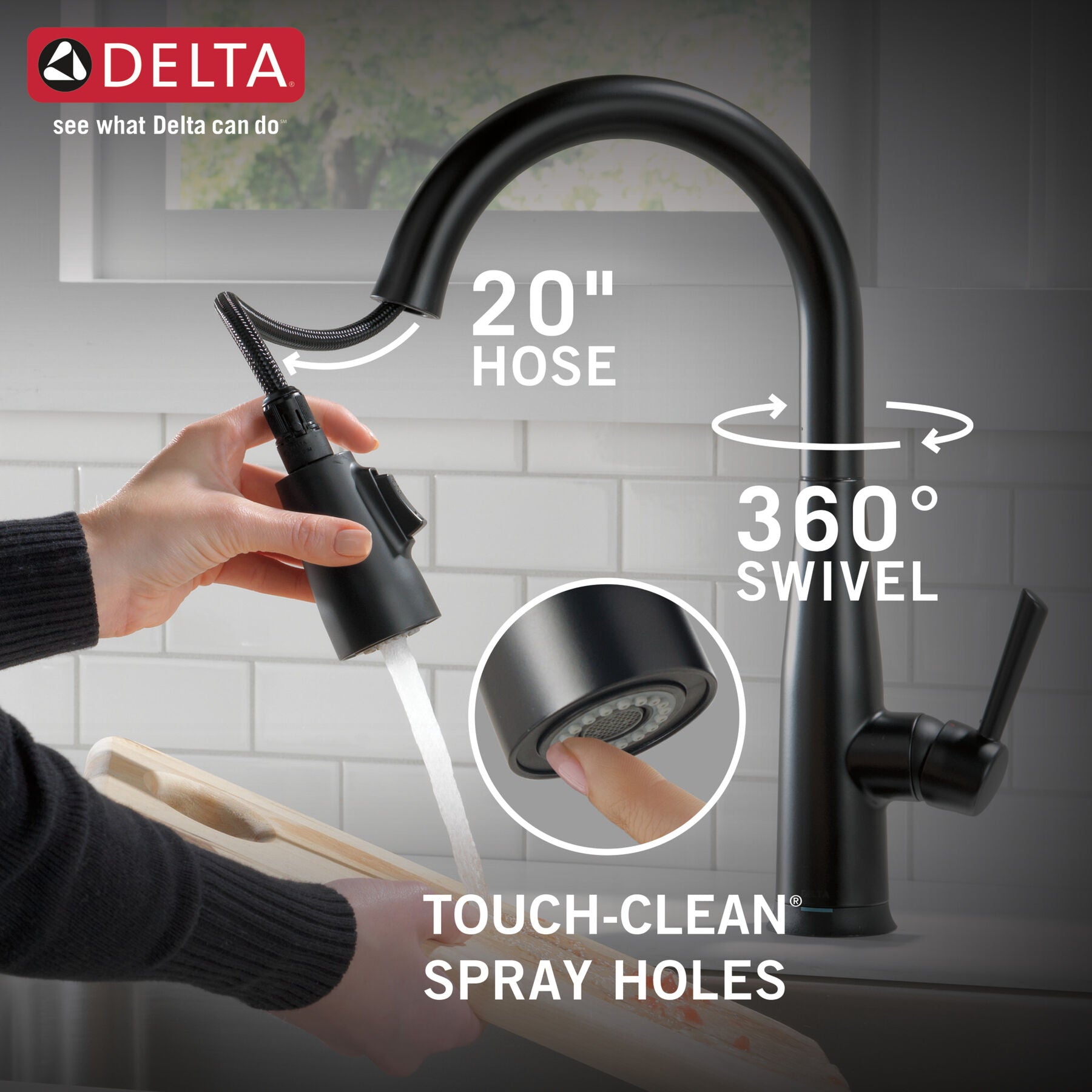 Monomando de Cocina Pull-Down con Tecnología Touch2o® Delta Este Delta Grifo