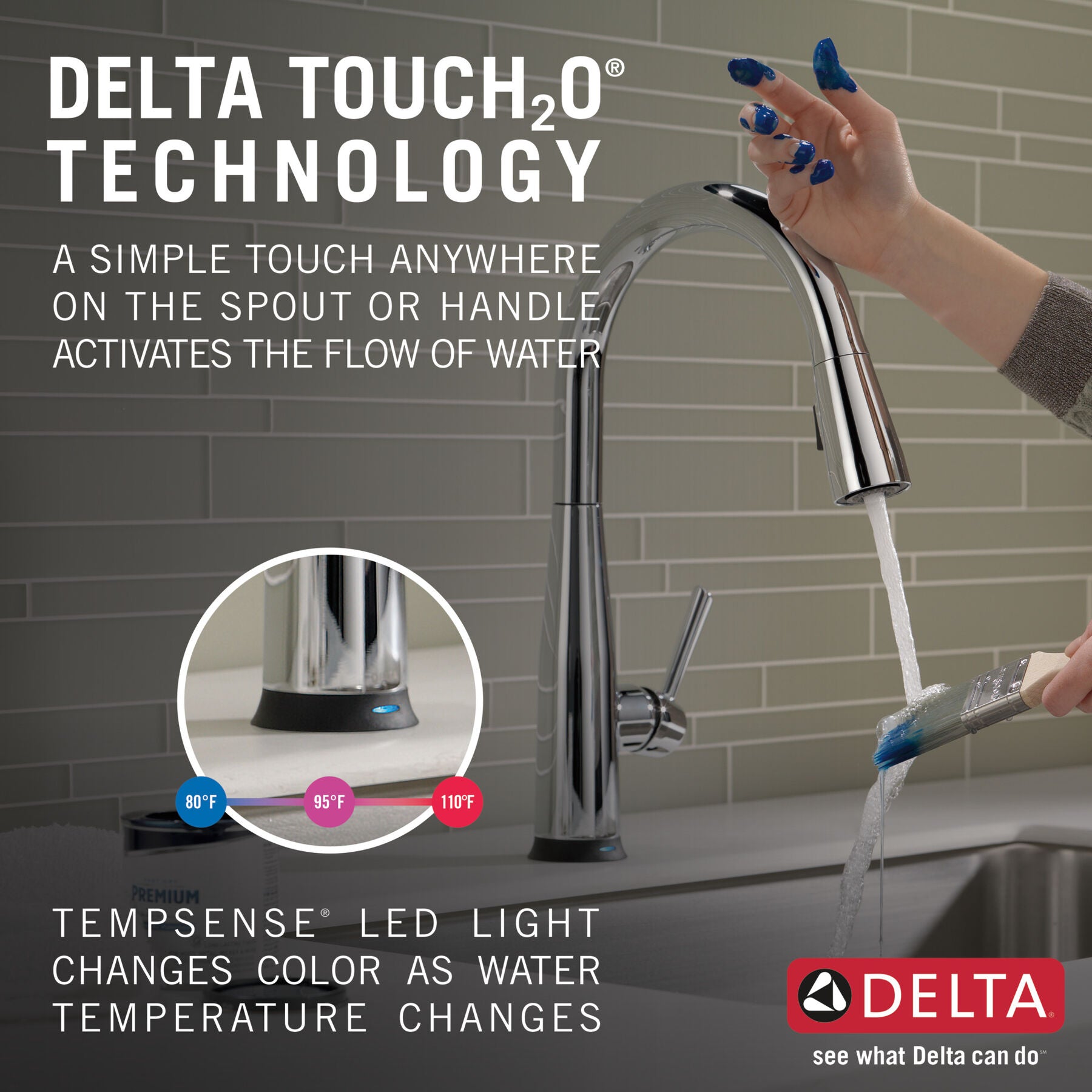 Monomando de Cocina Pull-Down con Tecnología Touch2o® Delta Este Delta Grifo