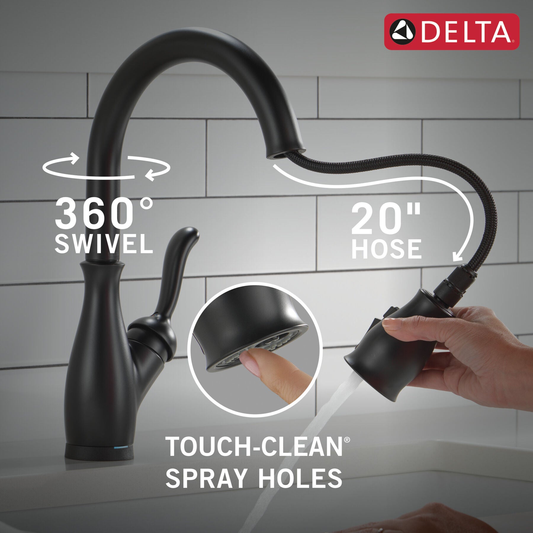 Monomando de Cocina Pull-Down con Tecnología Touch2o® Leland Delta Delta Grifo