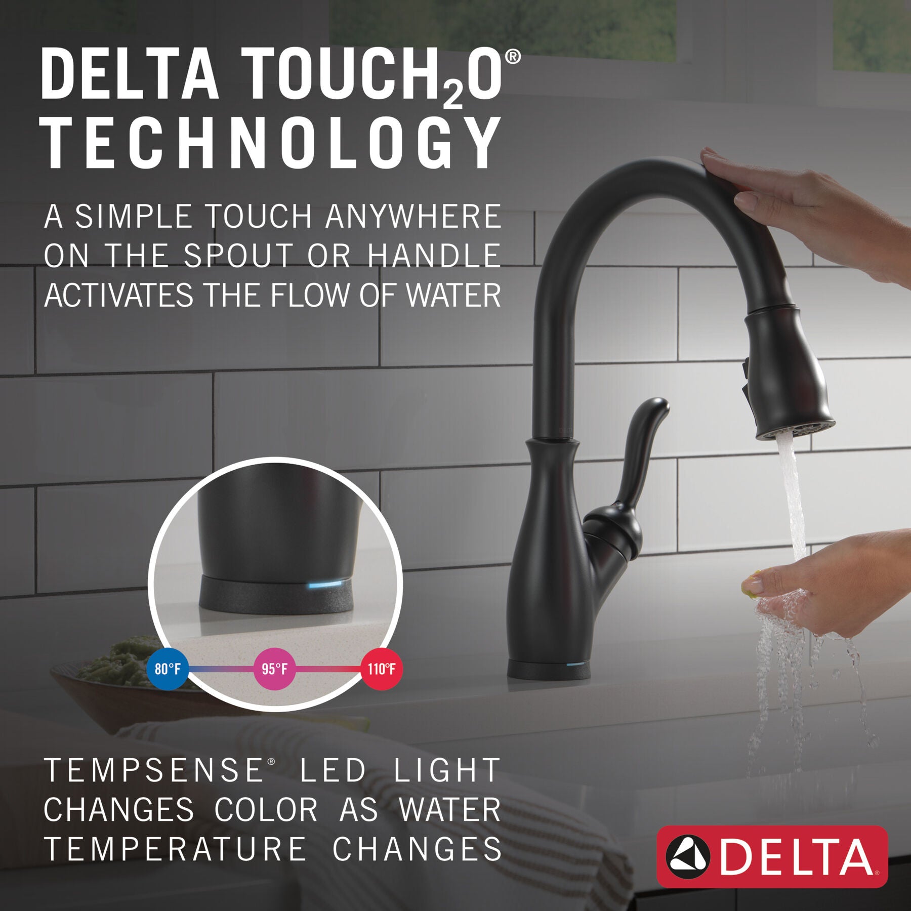 Monomando de Cocina Pull-Down con Tecnología Touch2o® Leland Delta Delta Grifo