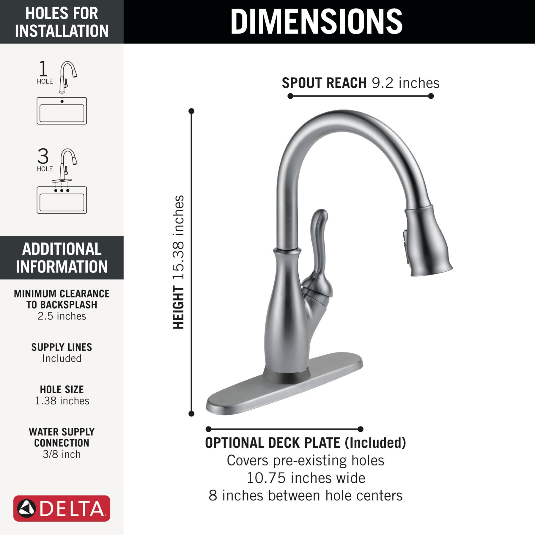 Monomando de Cocina Pull-Down Touch2o® con Tecnología Touchless Leland Delta Delta Grifo