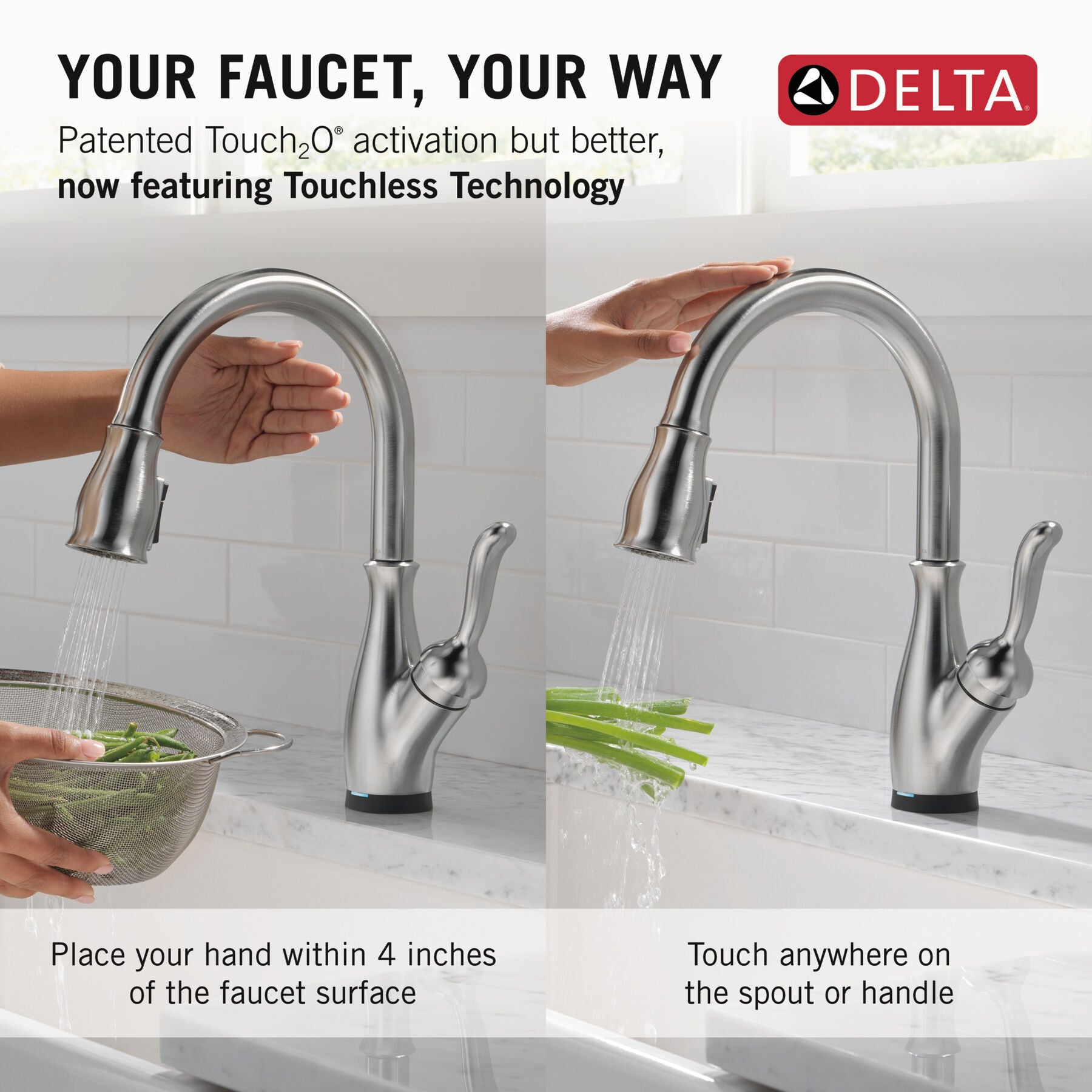 Monomando de Cocina Pull-Down Touch2o® con Tecnología Touchless Leland Delta Delta Grifo