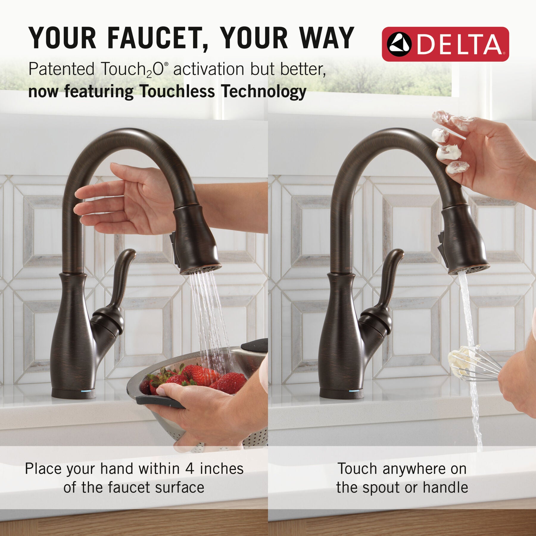 Monomando de Cocina Pull-Down Touch2o® con Tecnología Touchless Leland Delta Delta Grifo