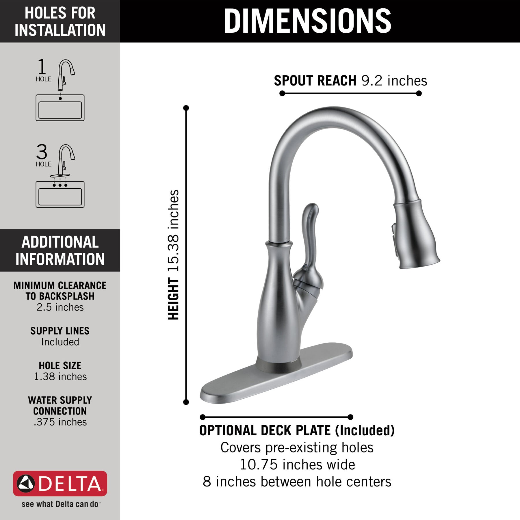 Monomando de Cocina con Tecnología Touch2o® y VoiceQ® Leland Delta Delta Grifo