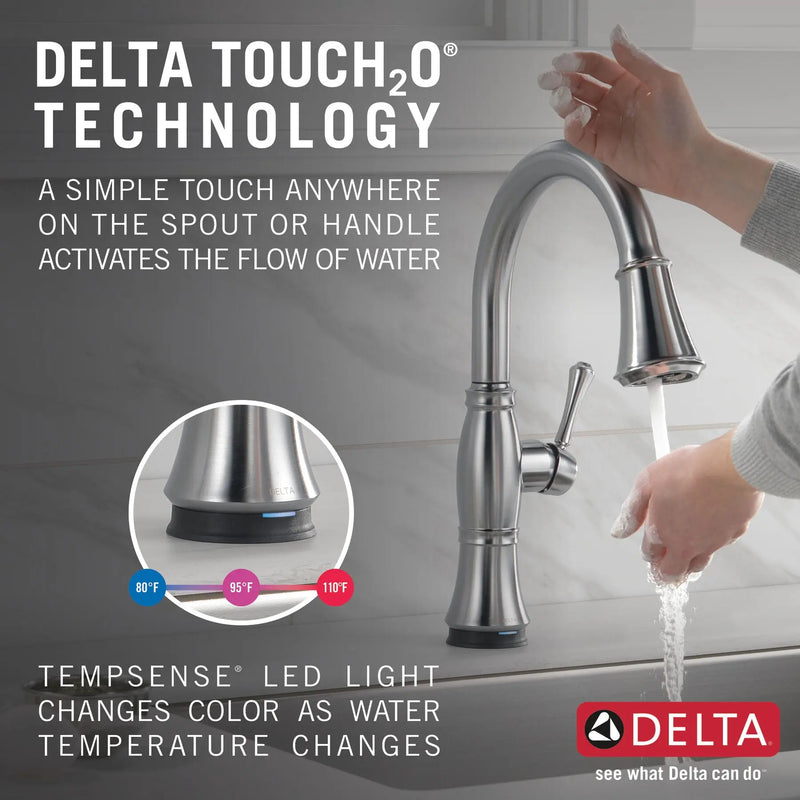 Monomando de Cocina Pull-Down - Tecnologia Touch2o® y Shieldspray® - Cassidy - Delta -  Delta Grifo 