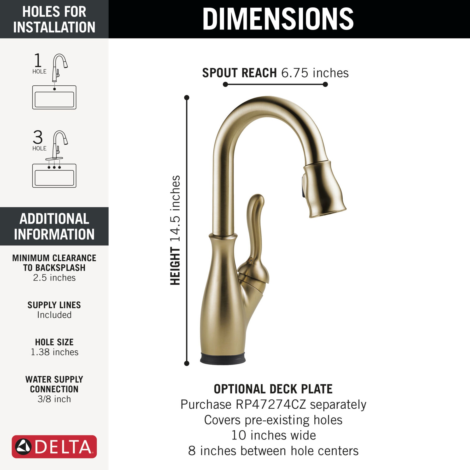 Monomando para Bar Pull Down con Tecnología Touch2o® Leland Delta Delta Grifo