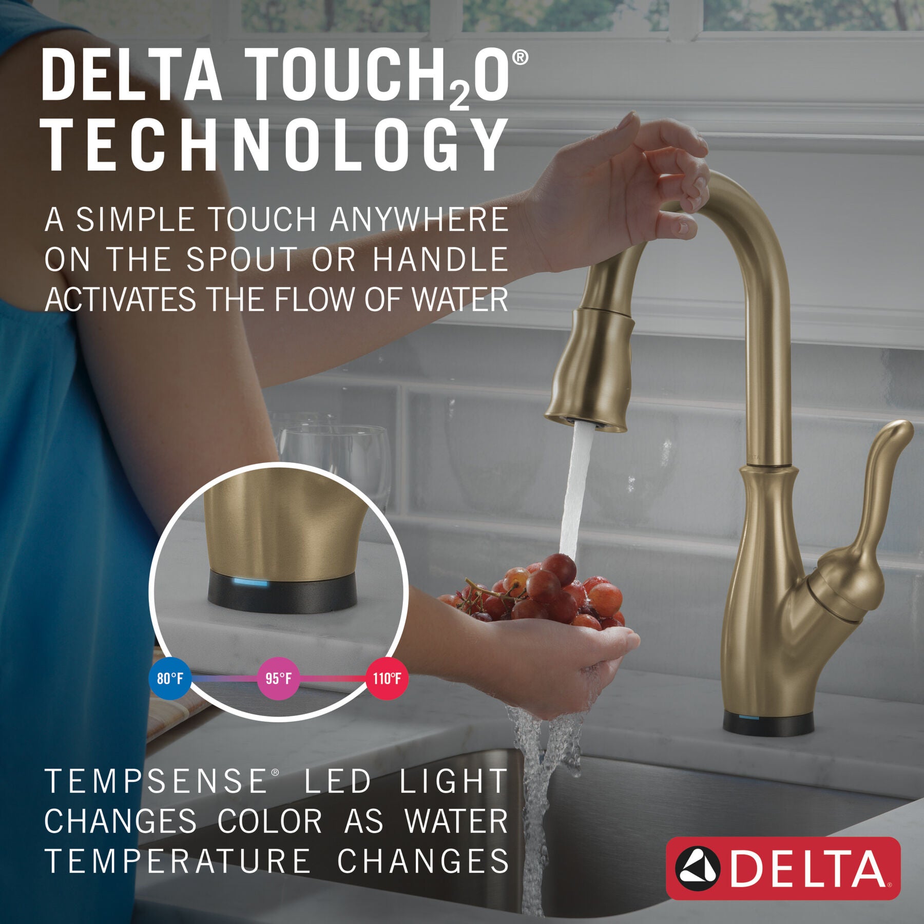 Monomando para Bar Pull Down con Tecnología Touch2o® Leland Delta Delta Grifo