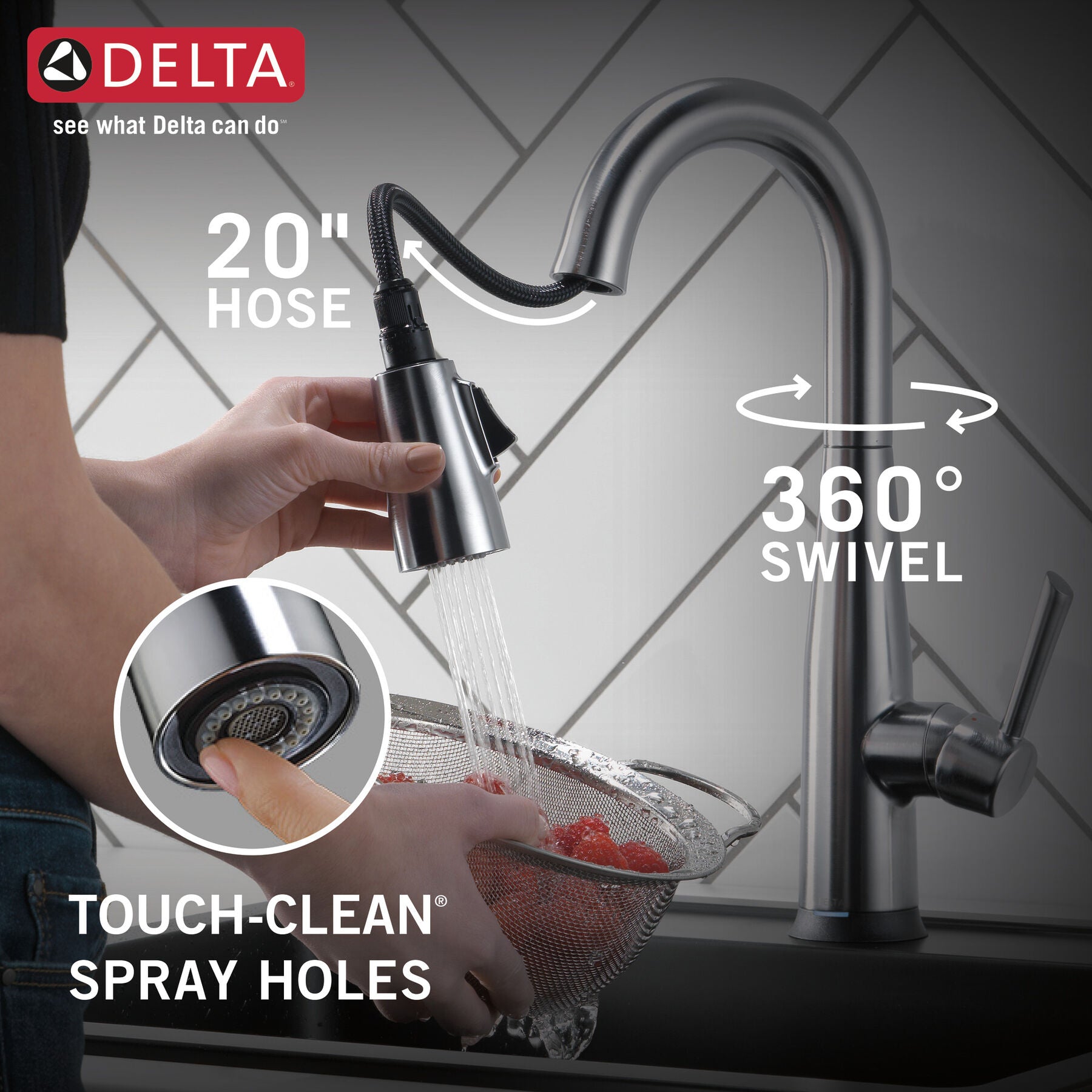 Monomando de Cocina Pull-Down con Tecnología Touch2o® Essa Delta Delta Grifo