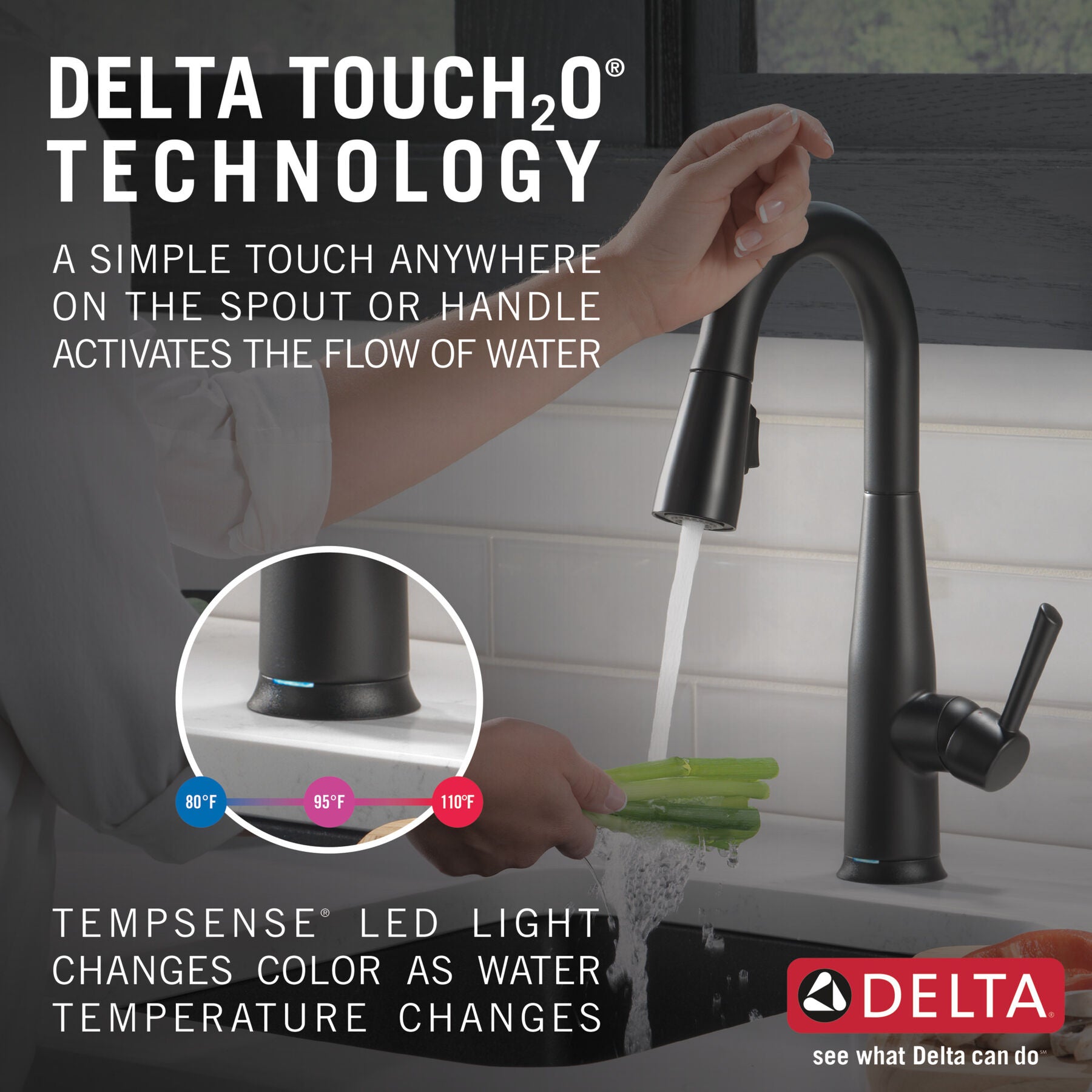 Monomando de Cocina Pull-Down con Tecnología Touch2o® Essa Delta Delta Grifo