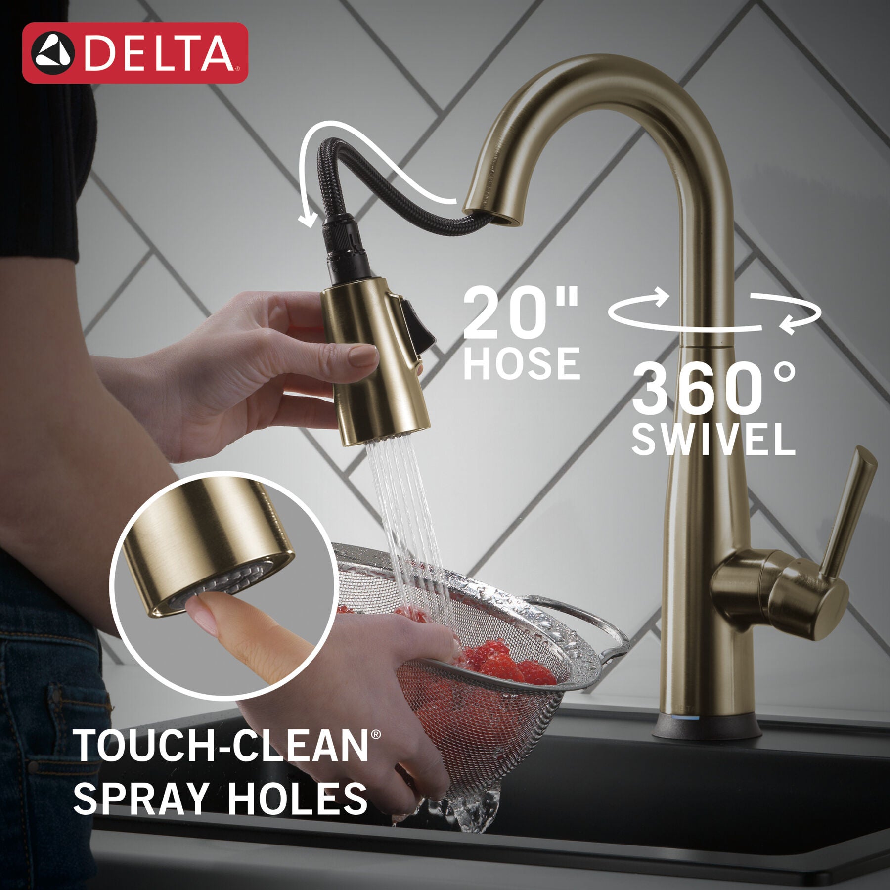 Monomando de Cocina Pull-Down con Tecnología Touch2o® Essa Delta Delta Grifo