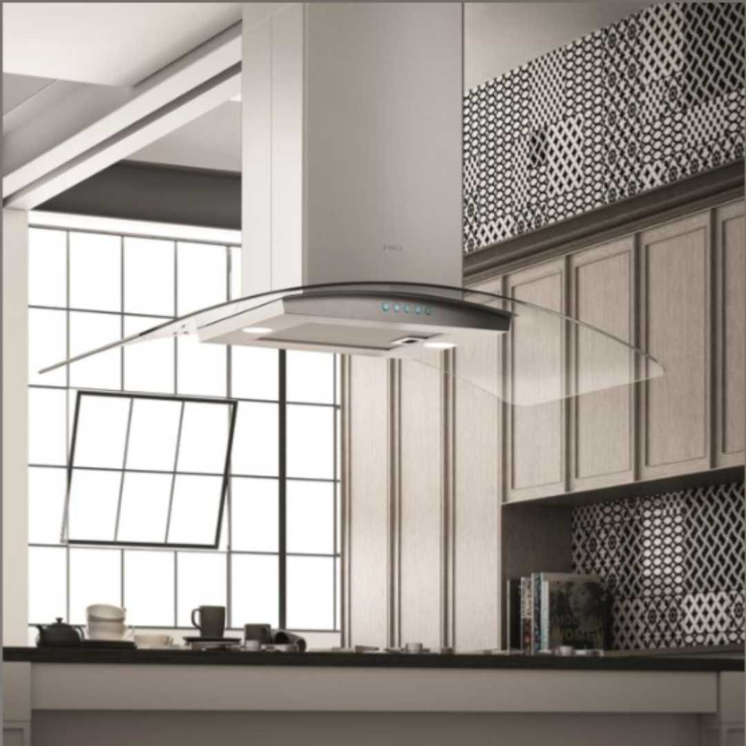 Camapana de Isla Vidrio curvo acero inoxidable CINGOLI 76,2cm 30" ELICA PRF0180572