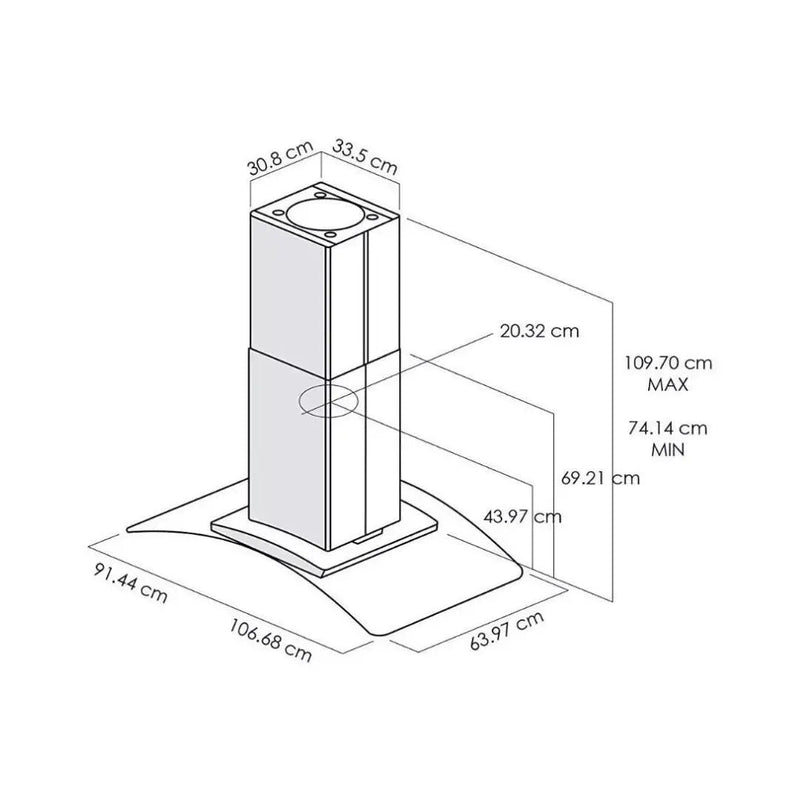 Campana Isla Cingoli Comfort 90cm Inox ELICA - jamesandstevenmx
