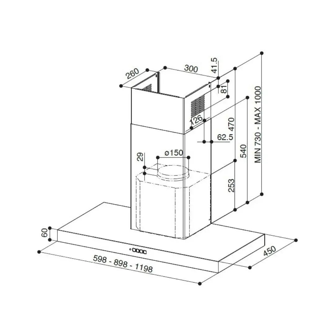 Campana de pared en forma de T de 36" con soplador VAM -Stilo SSV2 FABER - jamesandstevenmx