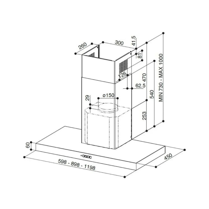 Campana de pared en forma de T de 36" con soplador VAM -Stilo SSV2 FABER - jamesandstevenmx