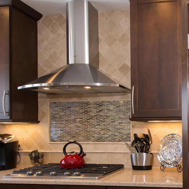 Campana de pared en forma de pirámide redondeada 30" con soplador VAM FABER - jamesandstevenmx