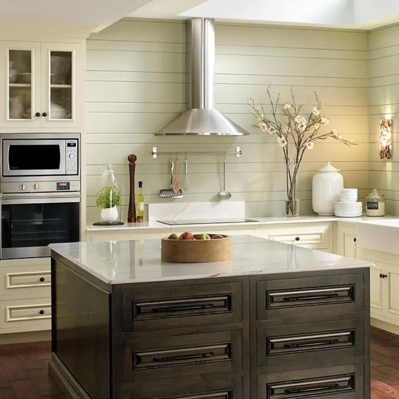 Campana de pared en forma de pirámide redondeada 30" con soplador VAM FABER - jamesandstevenmx