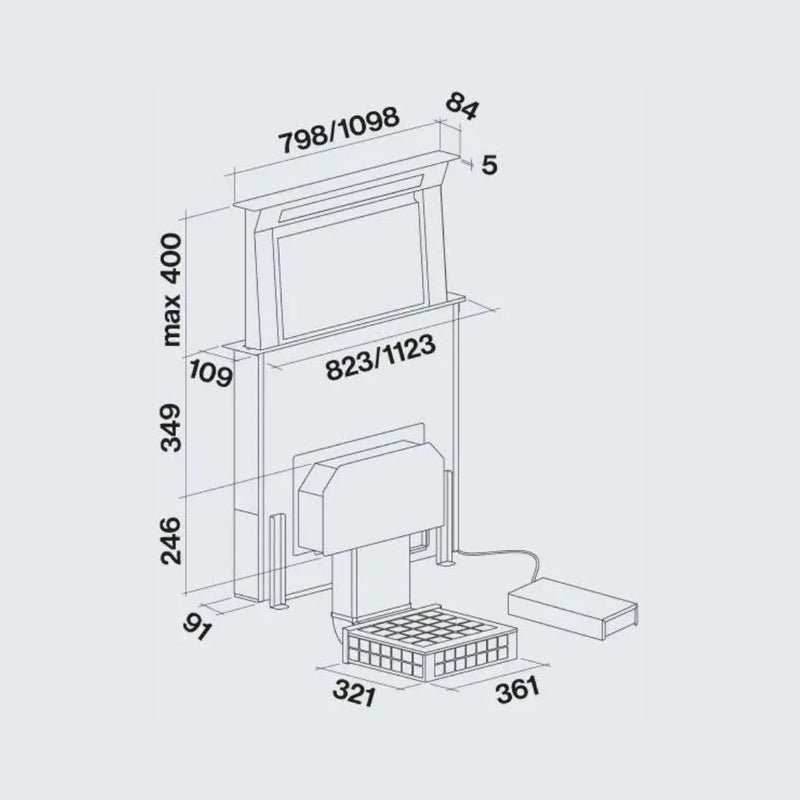 Campana elevable sobre encimera Inox 90cm FALMEC - jamesandstevenmx