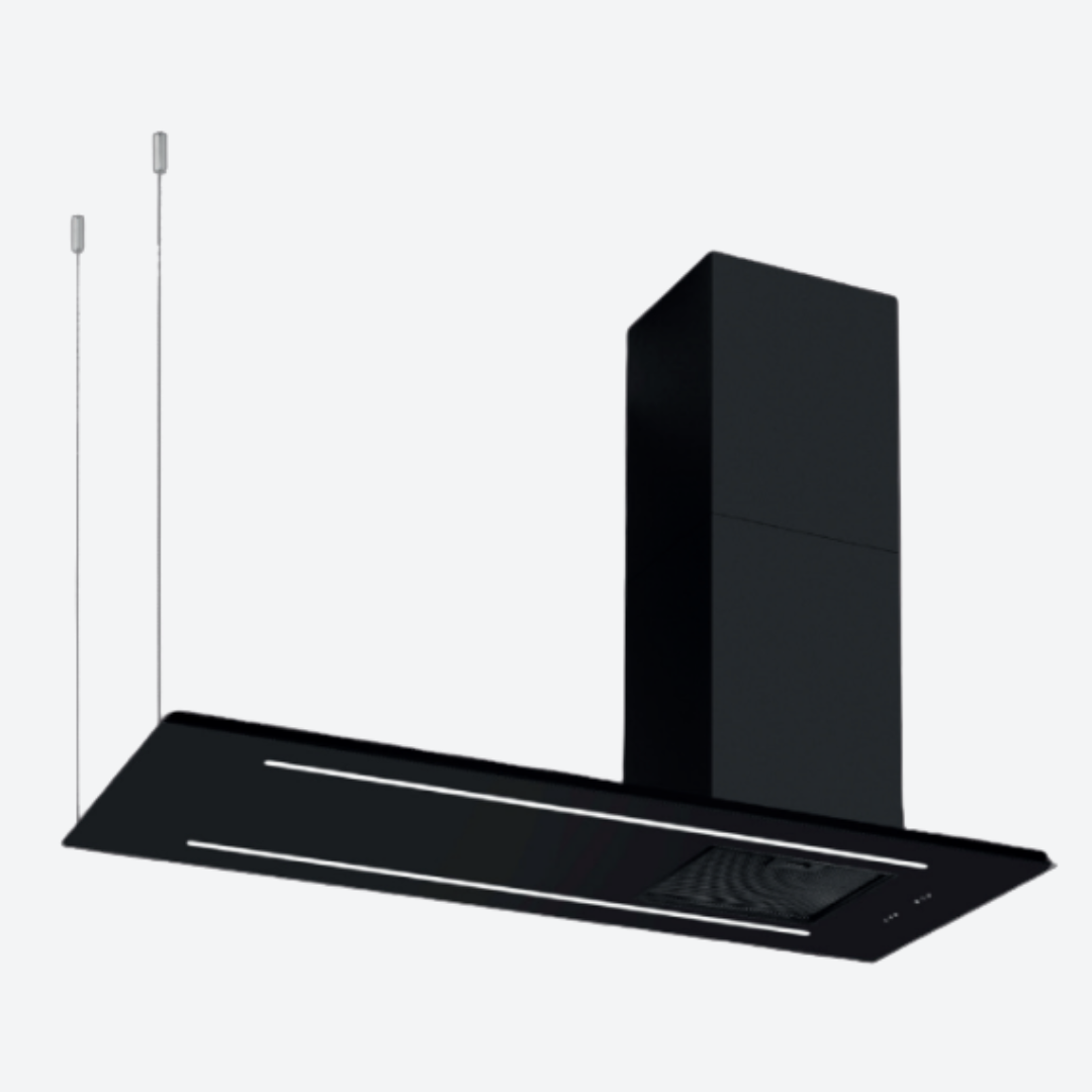 Campana decorativa negra de isla 139.8 cm 55.04" TECNOLAM LYRA.NE140