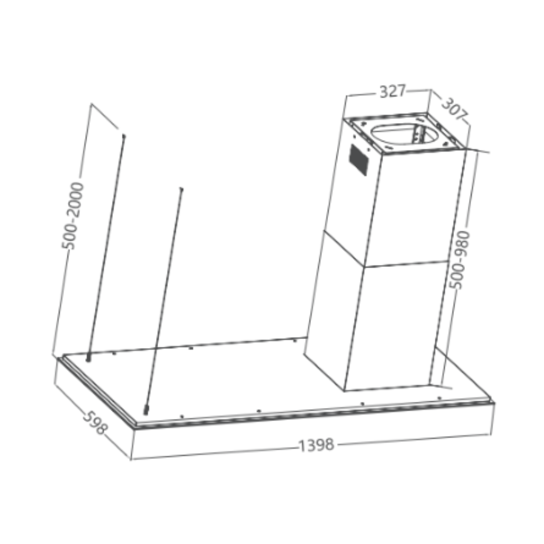 Campana decorativa negra de isla 139.8 cm 55.04" TECNOLAM LYRA.NE140