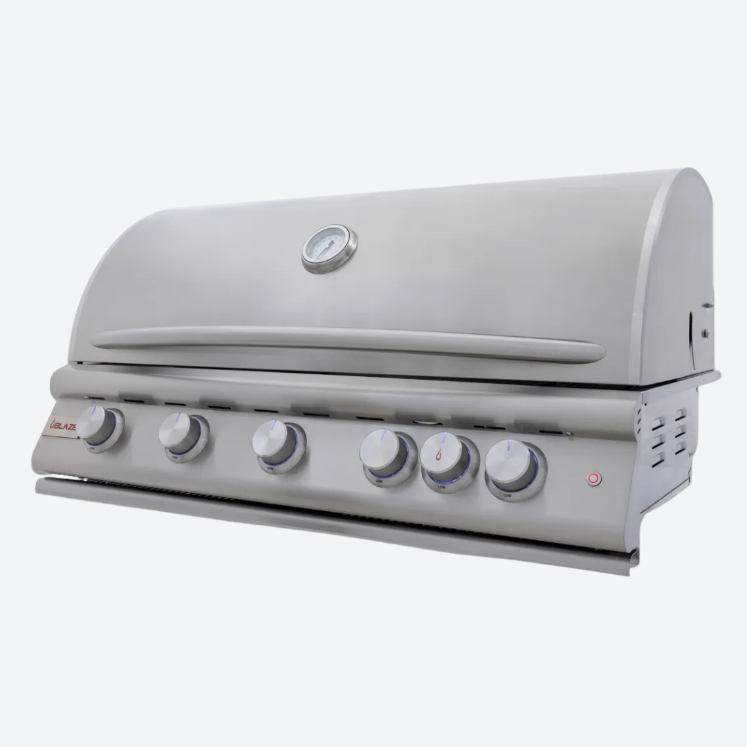 Asador de gas natural empotrada Blaze LTE+ 5 quemadores, campana elevadora 100.33 cm 39.5″ BLAZE BLZ-5LTE3-LP/NG