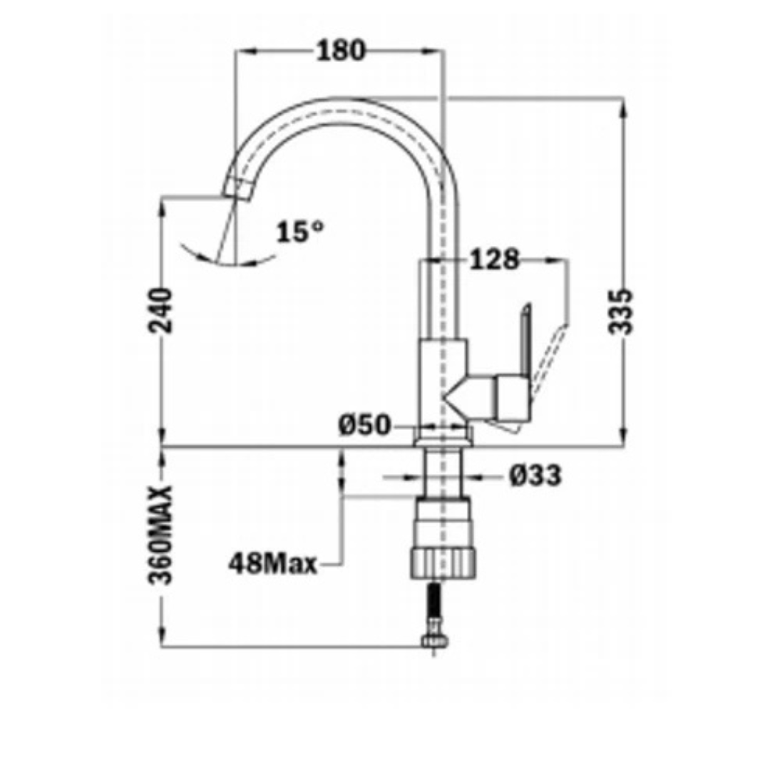 Grifo de cocina monomando caño alto giratorio 33.5cm 13.19" TEKA IN 915