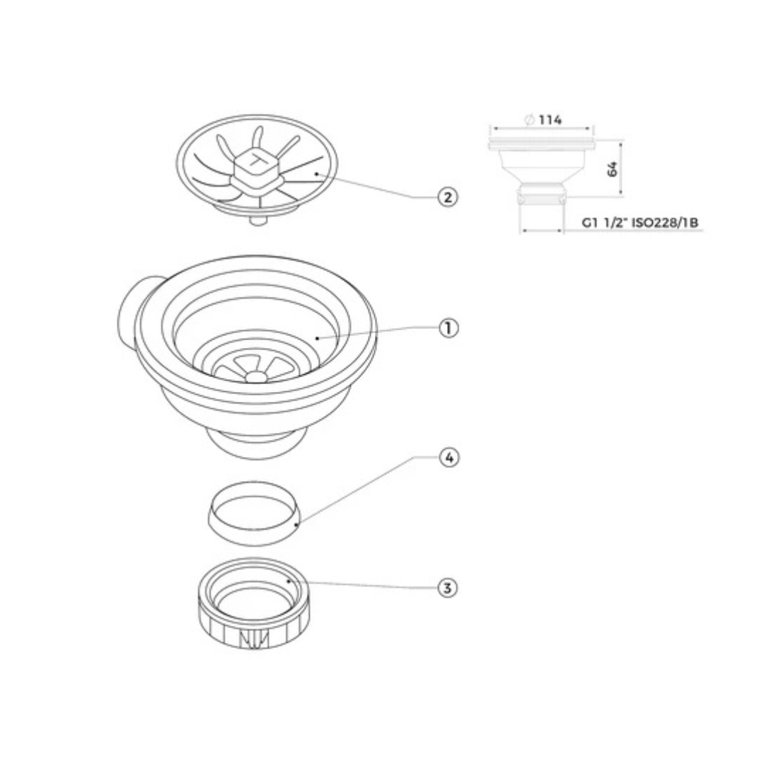 Válvula para fregadero sin rebosadero TEKA HELIXPRO