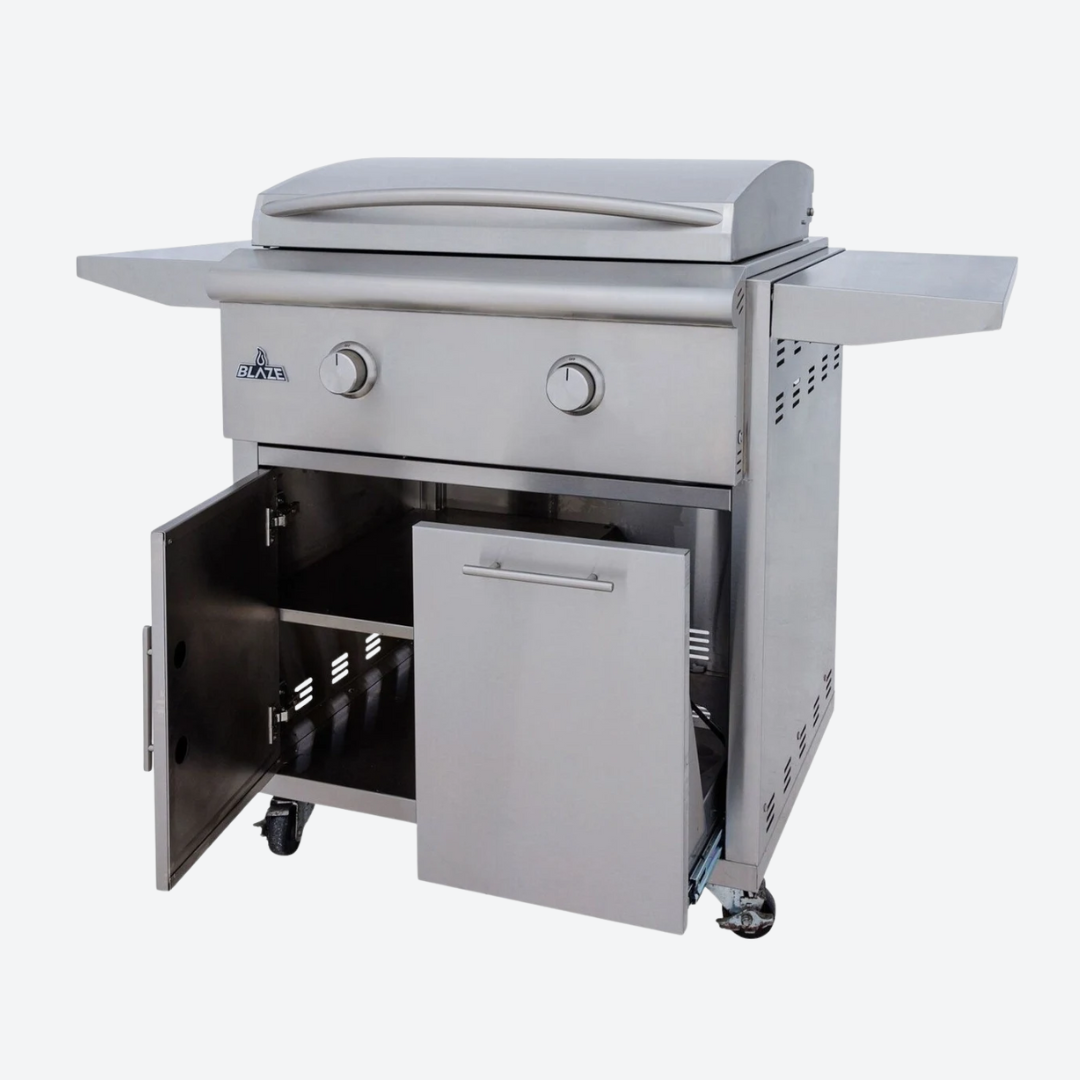 Carrito de parrilla para LTE 2 estantes laterales 142.88 cm 56.25" BLAZE BLZ-GRIDDLE-CART-SC2