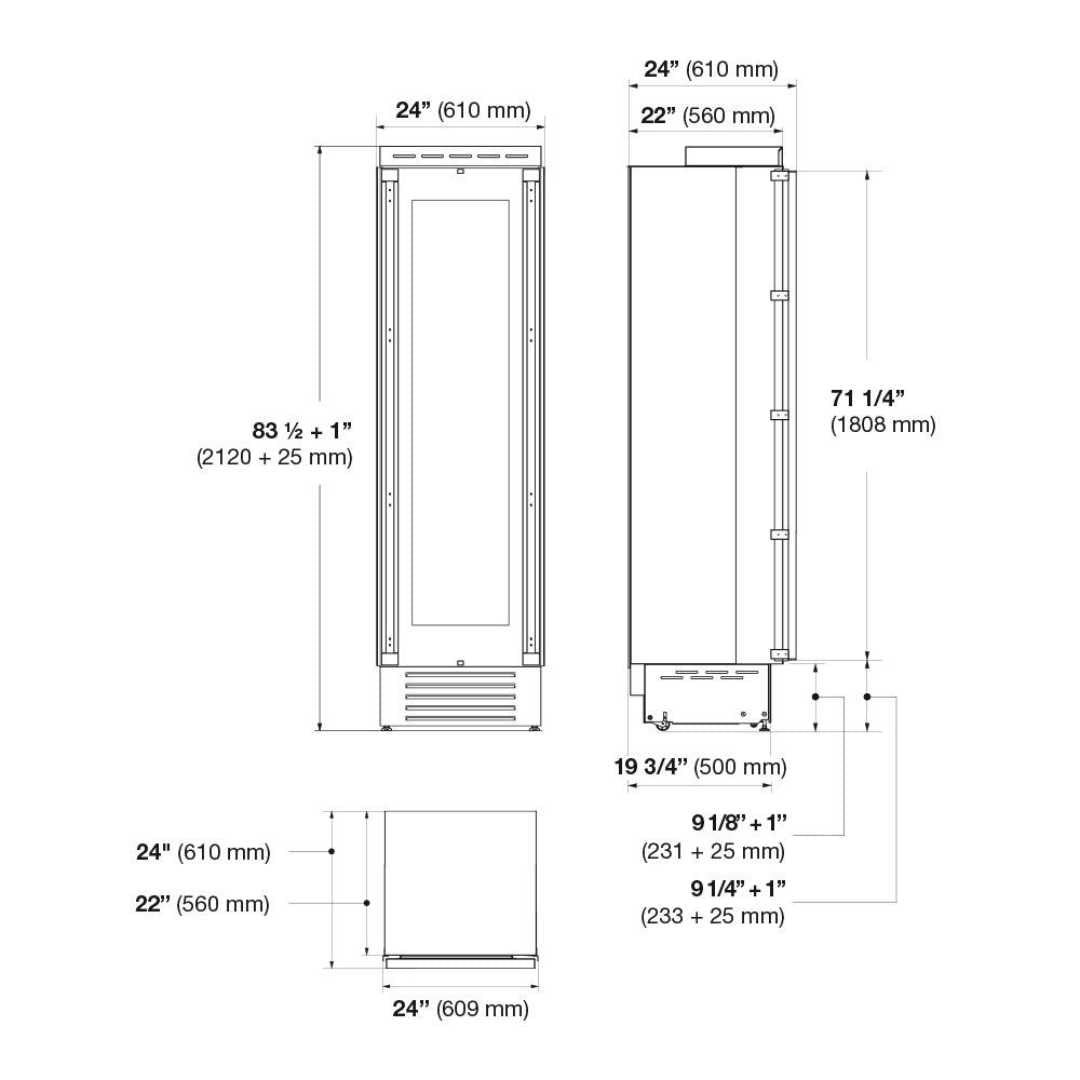 Cava de vinos bisagra Izq Panelable 24" - FULGOR MILANO