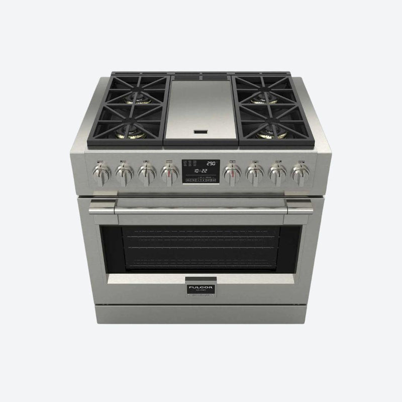 Estufa Profesional con Grill Dual Fuel 91 cm 35.83″ FULGOR MILANO F6PDF364GS1  