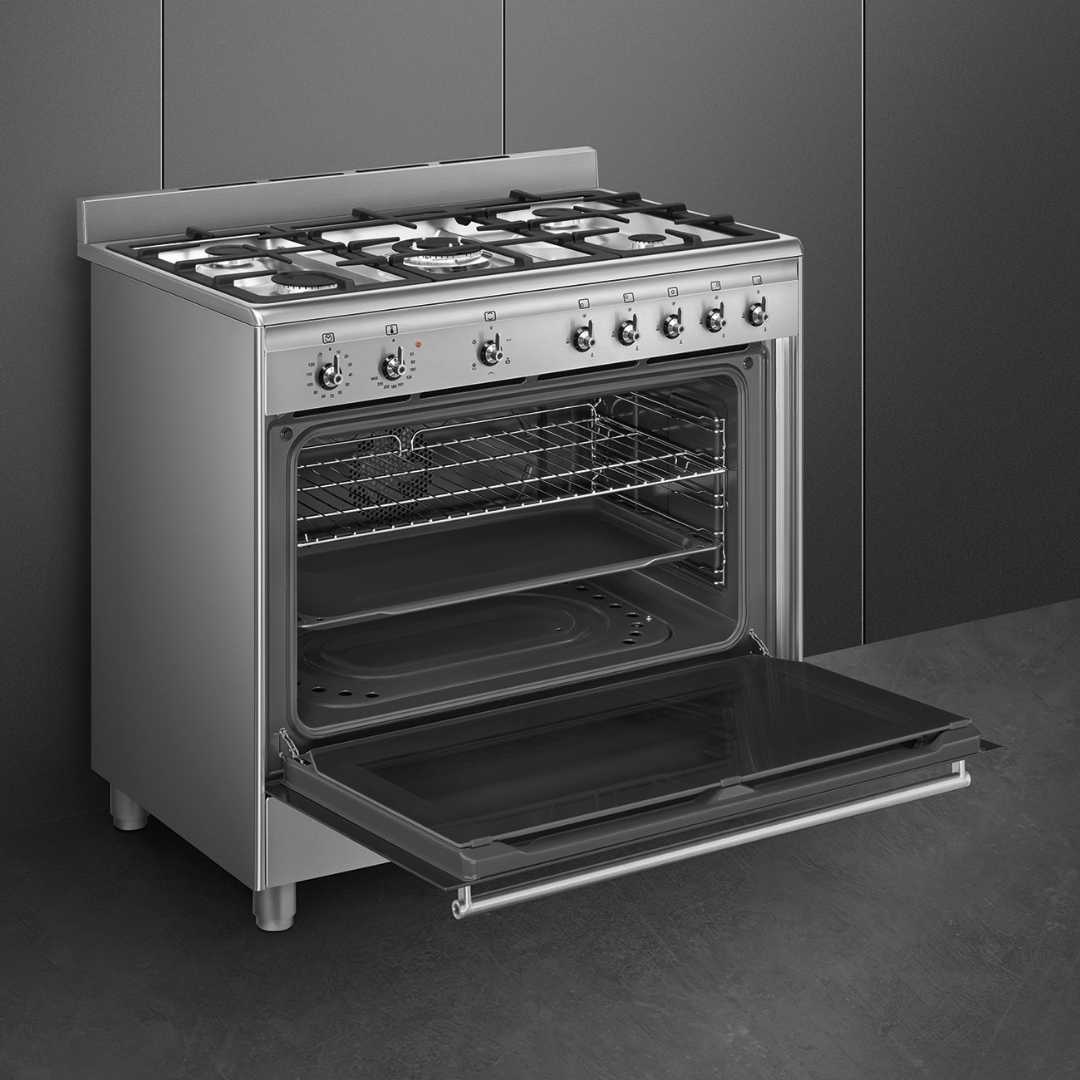 Estufa de piso acero inoxidable 90 cm 35.43″ SMEG SX91VJM2