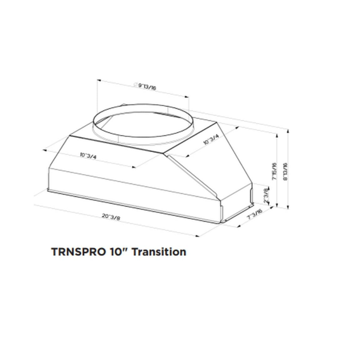 Faber TRNSPRO - Kit de transición para conductos de 10" campanas de 1200 CFM - jamesandstevenmx