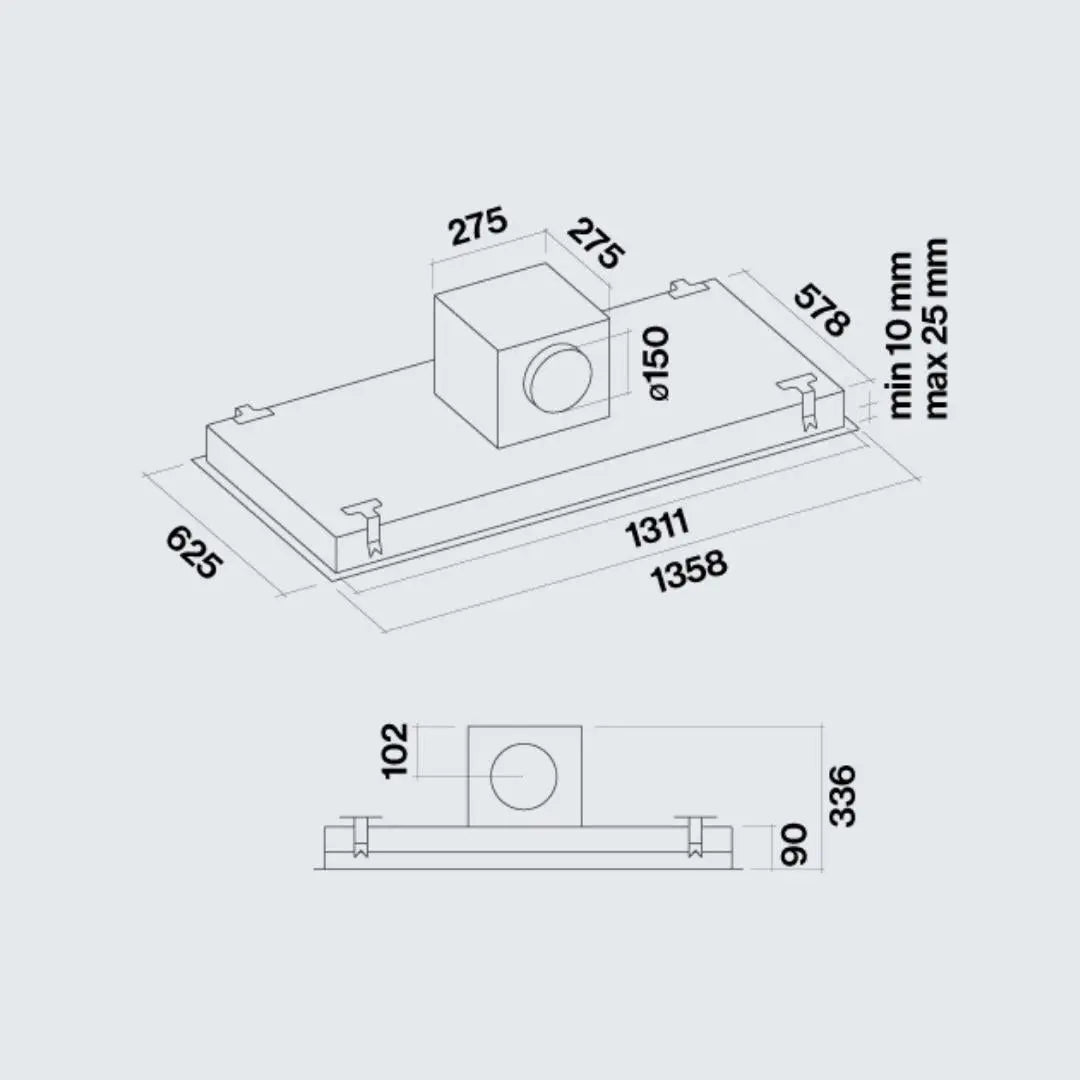 Plafón Nuvola 140cm Inox FALMEC - jamesandstevenmx