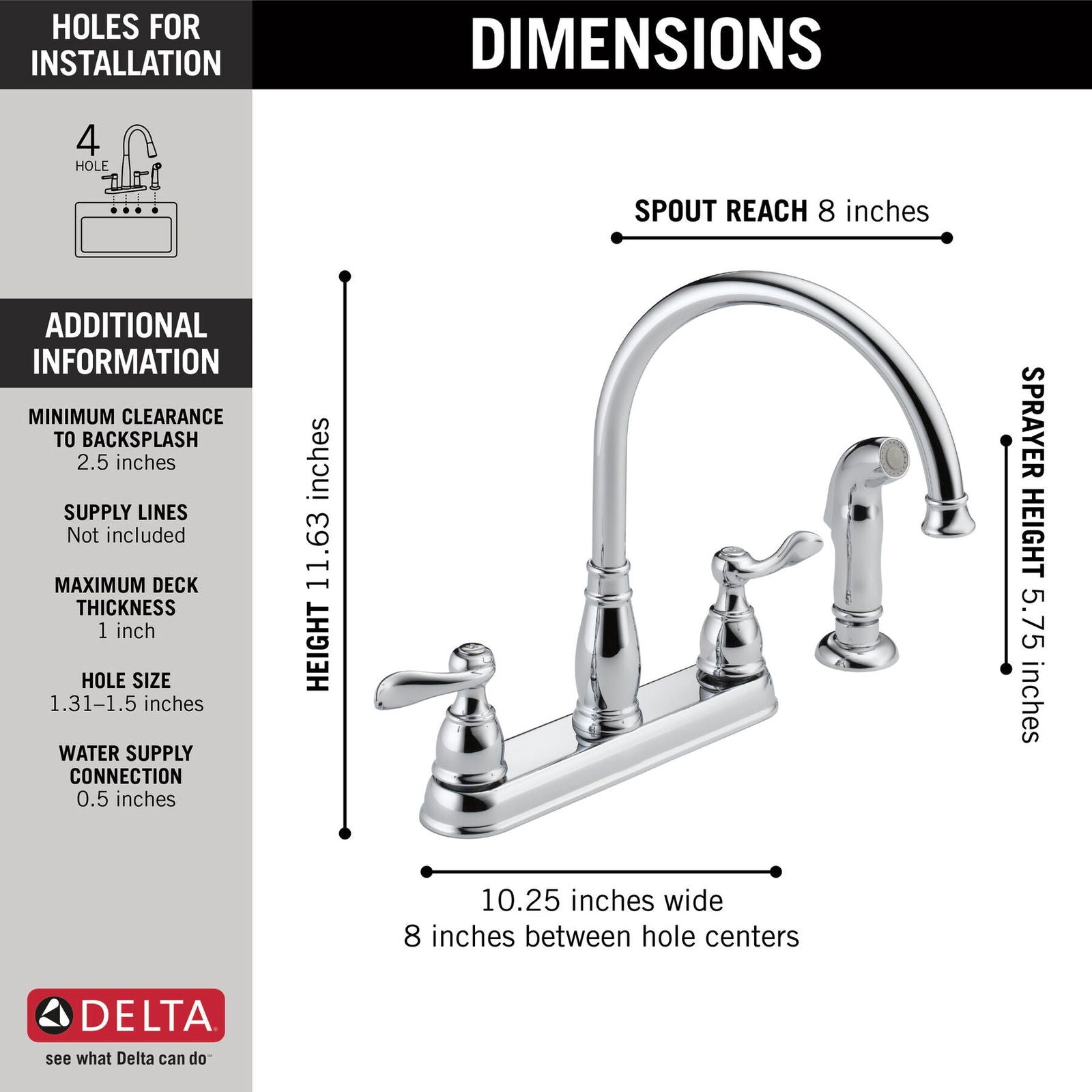 Grifo de cocina de dos manijas Delta Windermere - jamesandstevenmx