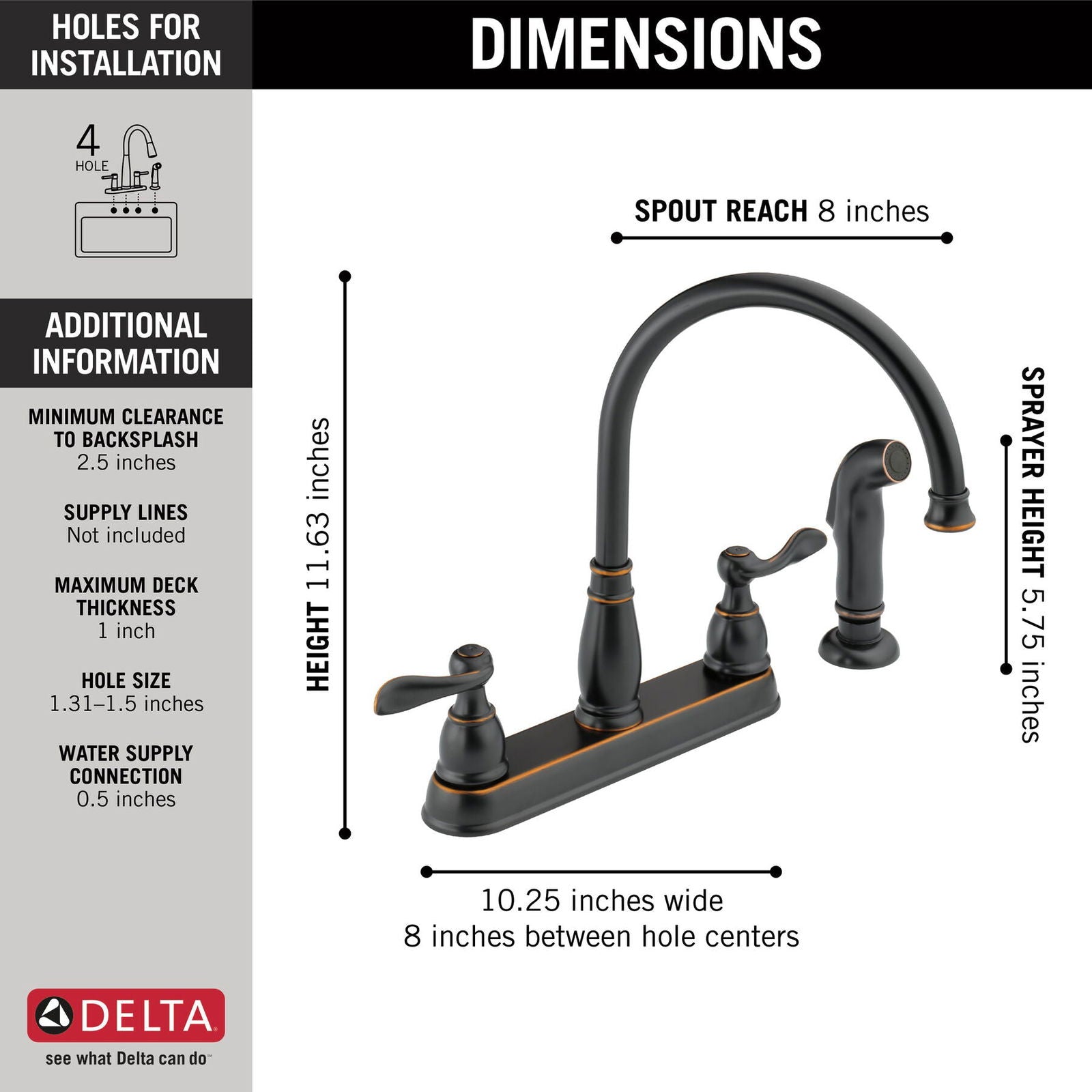 Grifo de cocina de dos manijas Delta Windermere - jamesandstevenmx