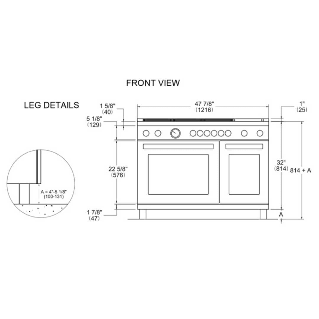 Estufa a gas 48" 6 quemadores de latón y plancha BERTAZZONI