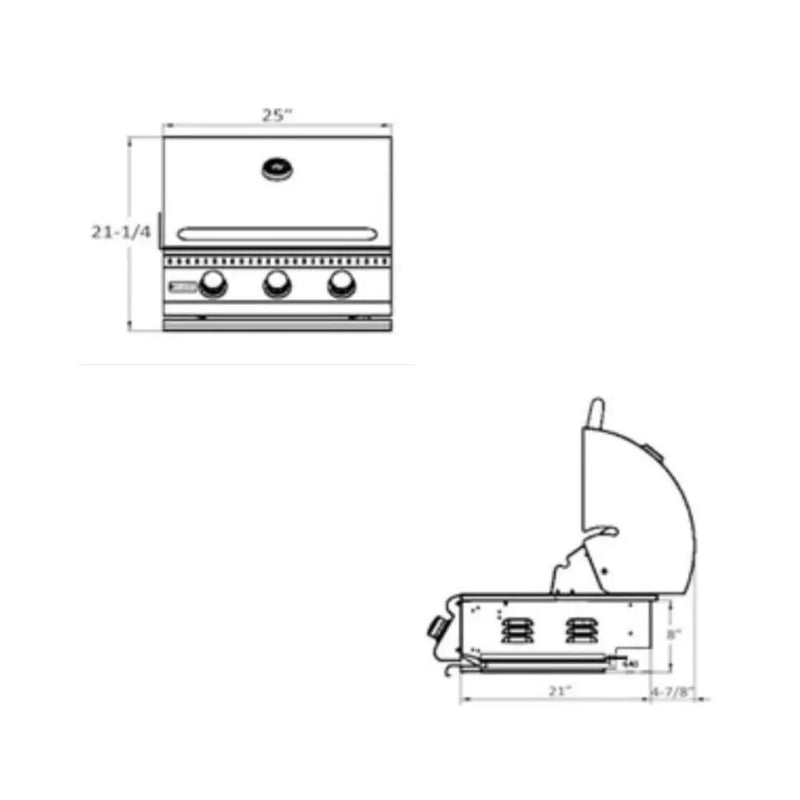 Asador 3 quemadores 25" BLAZE - jamesandstevenmx