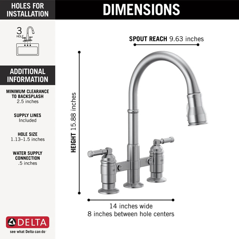 Mezcladora de Cocina Pull-Down de Puente - Broderick - Delta - jamesandstevenmx