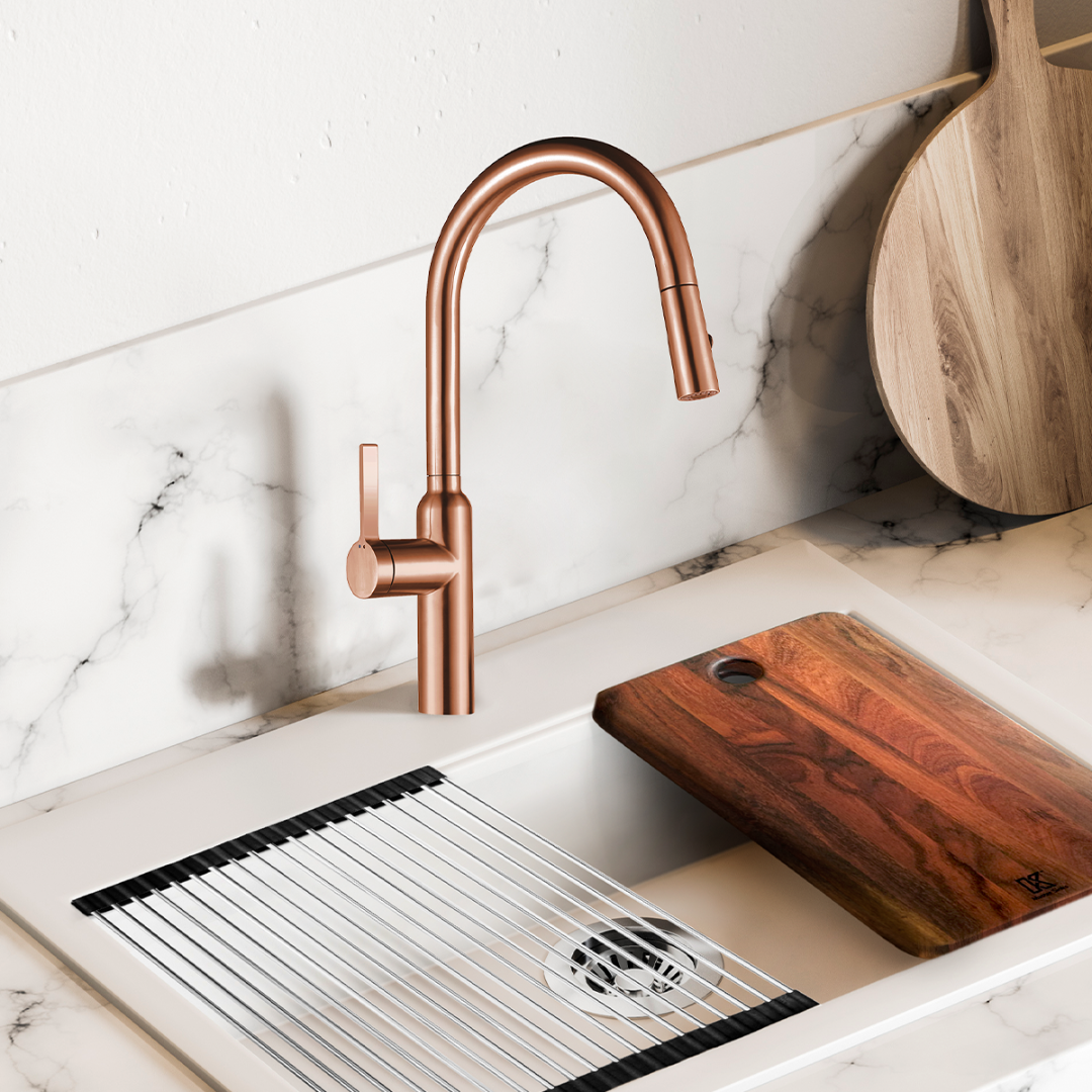 Monomando extraíble Rose Gold 28 cm 11" KELE KSS1217-RG