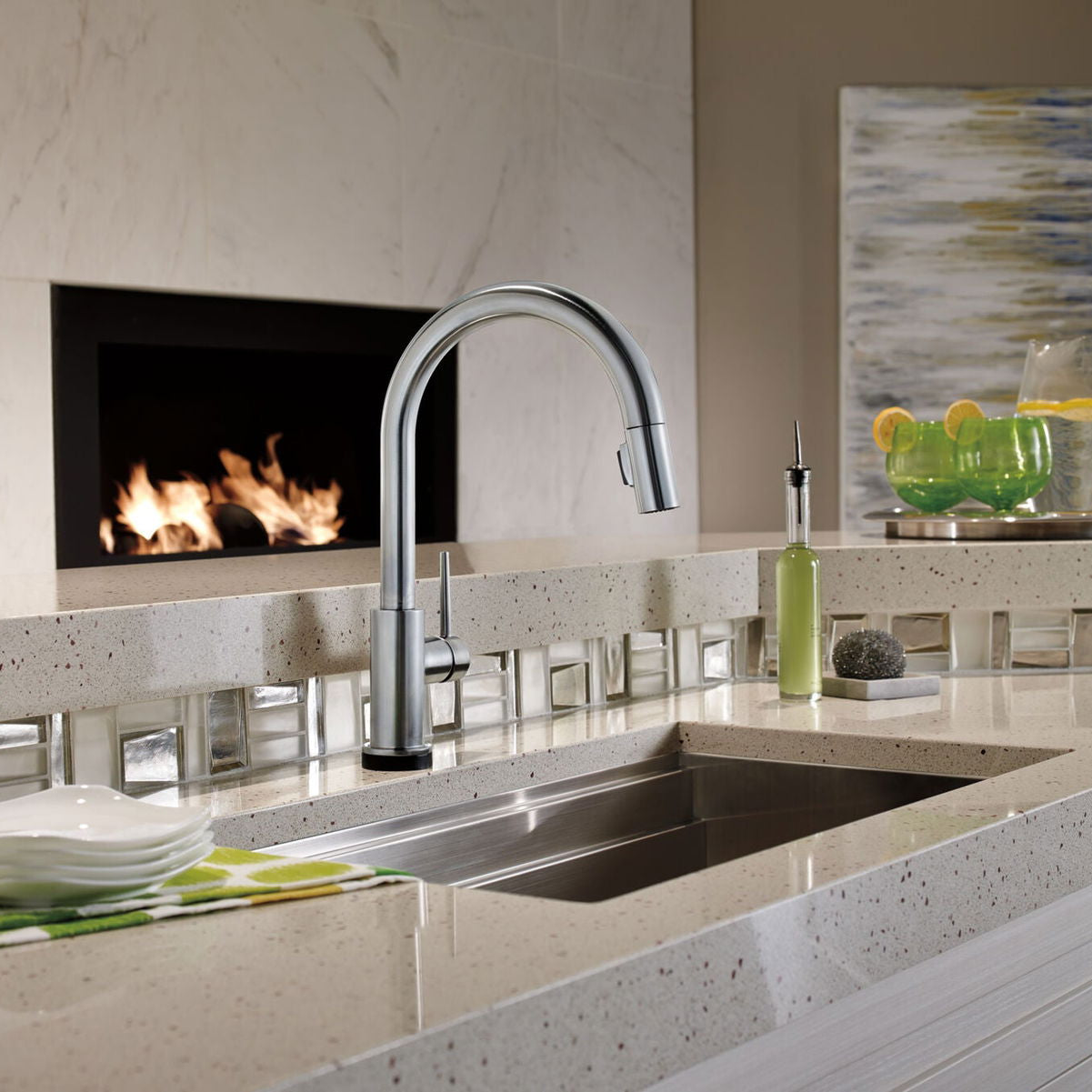 Monomando de Cocina Pull - Down con Tecnología Touch2o® Trinsic Delta - jamesandstevenmx