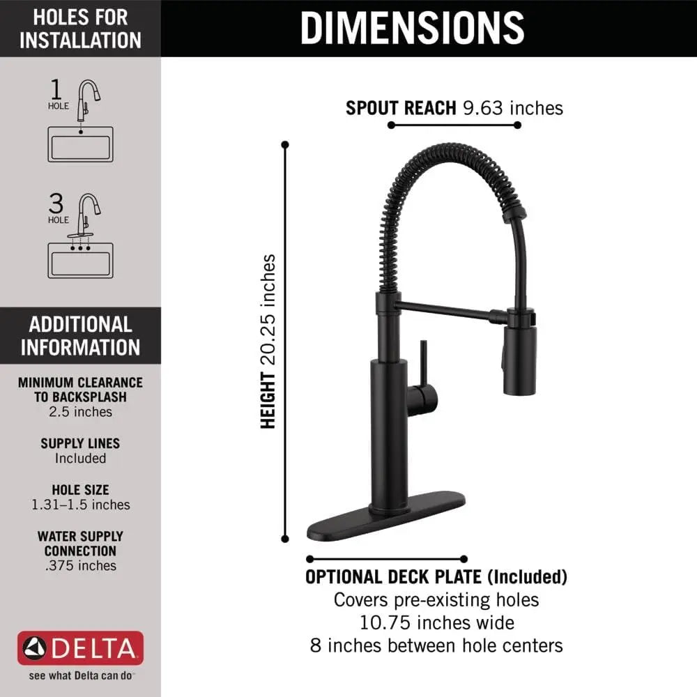 Monomando de cocina abatible con resorte Delta Antoni - jamesandstevenmx